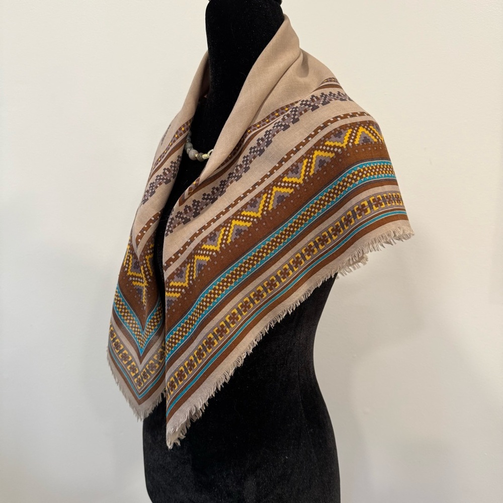 Yves Saint Laurent Silk Scarf Beige Brown - Picture 5 of 8